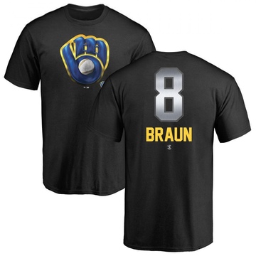 Men's Milwaukee Brewers Ryan Braun ＃8 Midnight Mascot T-Shirt - Black