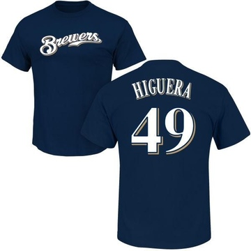 Men's Milwaukee Brewers Teddy Higuera ＃49 Roster Name & Number T-Shirt - Navy