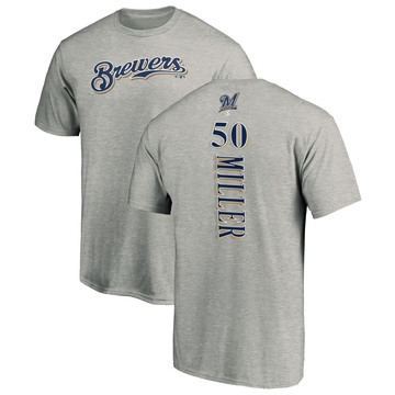 Men's Milwaukee Brewers Tyson Miller ＃50 Backer T-Shirt Ash