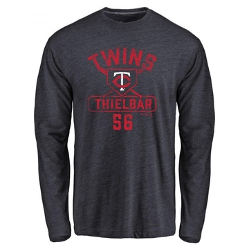 Men's Minnesota Twins Caleb Thielbar ＃56 Base Runner Long Sleeve T-Shirt - Navy