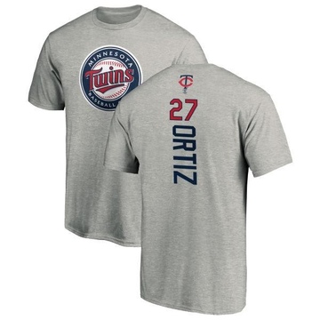 Men's Minnesota Twins David Ortiz ＃27 Backer T-Shirt Ash