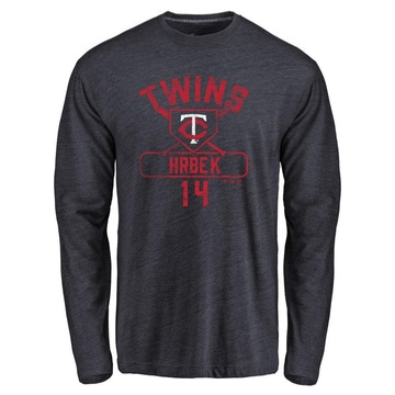 Men's Minnesota Twins Kent Hrbek ＃14 Base Runner Long Sleeve T-Shirt - Navy