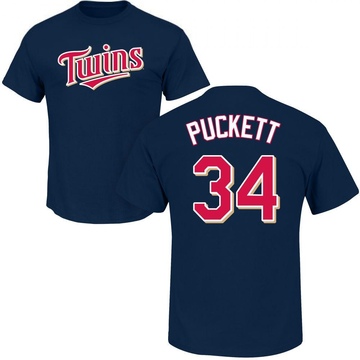 Men's Minnesota Twins Kirby Puckett ＃34 Roster Name & Number T-Shirt - Navy