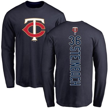 Men's Minnesota Twins Terry Steinbach ＃36 Backer Long Sleeve T-Shirt - Navy