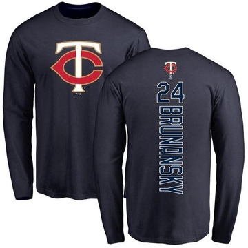 Men's Minnesota Twins Tom Brunansky ＃24 Backer Long Sleeve T-Shirt - Navy