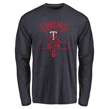 Men's Minnesota Twins Tony Oliva ＃6 Base Runner Long Sleeve T-Shirt - Navy