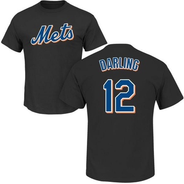 Men's New York Mets Ron Darling ＃12 Roster Name & Number T-Shirt - Black