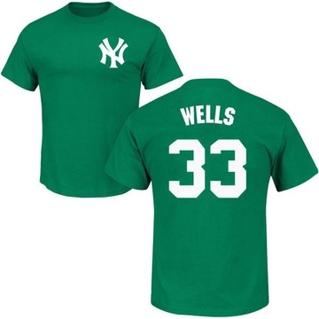 Men's New York Yankees David Wells ＃33 St. Patrick's Day Roster Name & Number T-Shirt - Green