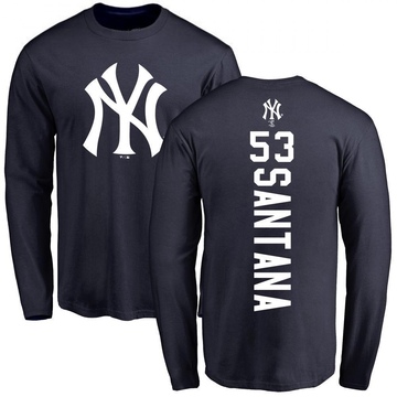 Men's New York Yankees Dennis Santana ＃53 Backer Long Sleeve T-Shirt - Navy