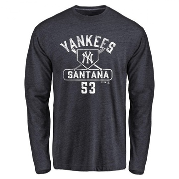 Men's New York Yankees Dennis Santana ＃53 Base Runner Long Sleeve T-Shirt - Navy