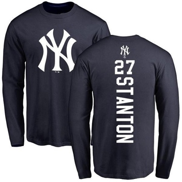Men's New York Yankees Giancarlo Stanton ＃27 Backer Long Sleeve T-Shirt - Navy