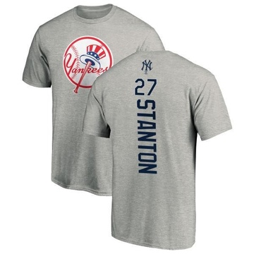 Men's New York Yankees Giancarlo Stanton ＃27 Backer T-Shirt Ash