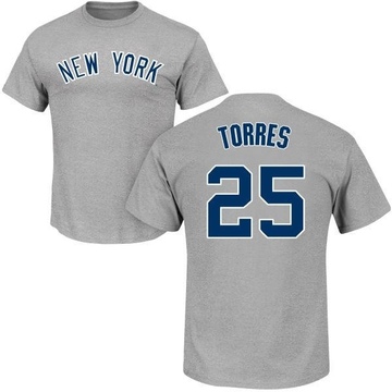 Men's New York Yankees Gleyber Torres ＃25 Roster Name & Number T-Shirt - Gray