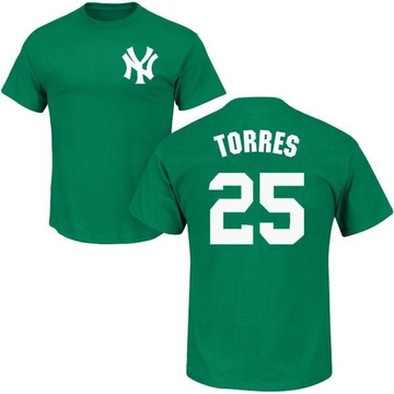 Men's New York Yankees Gleyber Torres ＃25 St. Patrick's Day Roster Name & Number T-Shirt - Green