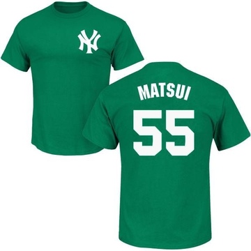 Men's New York Yankees Hideki Matsui ＃55 St. Patrick's Day Roster Name & Number T-Shirt - Green