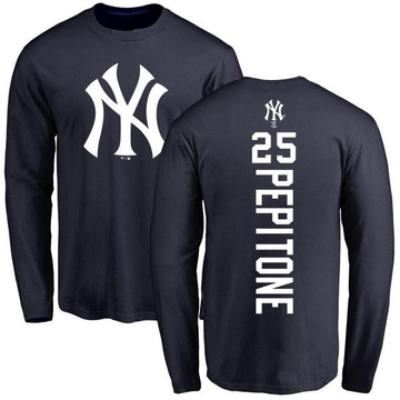 Men's New York Yankees Joe Pepitone ＃25 Backer Long Sleeve T-Shirt - Navy
