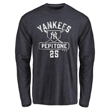 Men's New York Yankees Joe Pepitone ＃25 Base Runner Long Sleeve T-Shirt - Navy