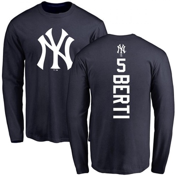 Men's New York Yankees Jon Berti ＃5 Backer Long Sleeve T-Shirt - Navy