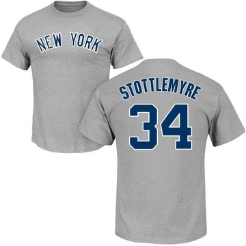 Men's New York Yankees Mel Stottlemyre ＃34 Roster Name & Number T-Shirt - Gray