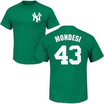Men's New York Yankees Raul Mondesi ＃43 St. Patrick's Day Roster Name & Number T-Shirt - Green