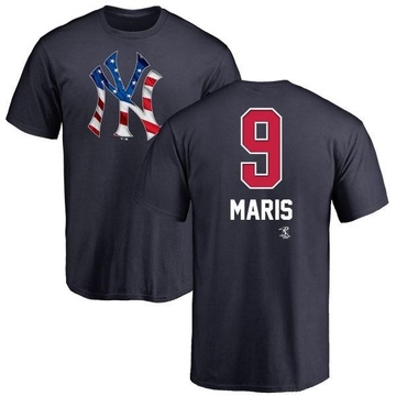 Men's New York Yankees Roger Maris ＃9 Name and Number Banner Wave T-Shirt - Navy