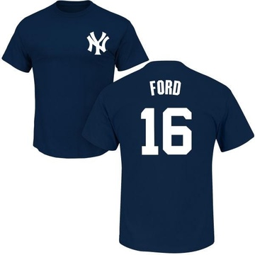Men's New York Yankees Whitey Ford ＃16 Roster Name & Number T-Shirt - Navy