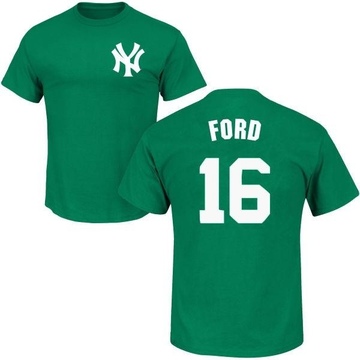 Men's New York Yankees Whitey Ford ＃16 St. Patrick's Day Roster Name & Number T-Shirt - Green
