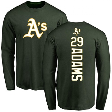 Men's Oakland Athletics Austin Adams ＃29 Backer Long Sleeve T-Shirt - Green
