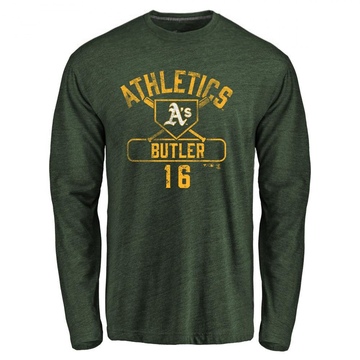 Men's Oakland Athletics Billy Butler ＃16 Base Runner Long Sleeve T-Shirt - Green