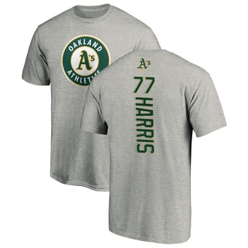 Men's Oakland Athletics Brett Harris ＃77 Backer T-Shirt Ash