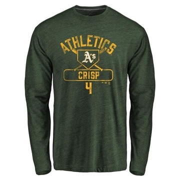 Men's Oakland Athletics Coco Crisp ＃4 Base Runner Long Sleeve T-Shirt - Green