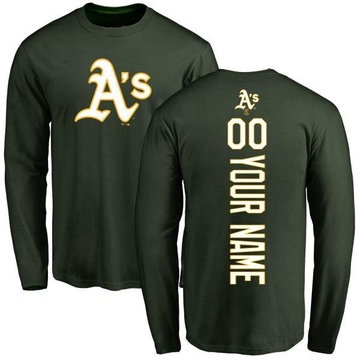 Men's Oakland Athletics Custom ＃00 Backer Long Sleeve T-Shirt - Green