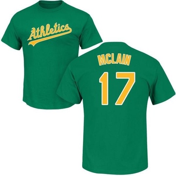 Men's Oakland Athletics Denny Mclain ＃17 Roster Name & Number T-Shirt - Green
