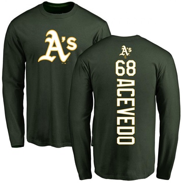 Men's Oakland Athletics Domingo Acevedo ＃68 Backer Long Sleeve T-Shirt - Green