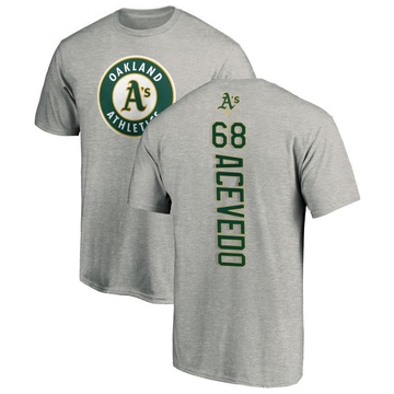 Men's Oakland Athletics Domingo Acevedo ＃68 Backer T-Shirt Ash