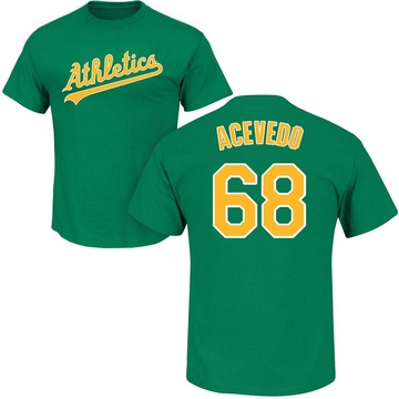 Men's Oakland Athletics Domingo Acevedo ＃68 Roster Name & Number T-Shirt - Green