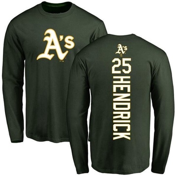 Men's Oakland Athletics George Hendrick ＃25 Backer Long Sleeve T-Shirt - Green