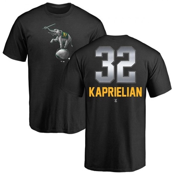 Men's Oakland Athletics James Kaprielian ＃32 Midnight Mascot T-Shirt - Black