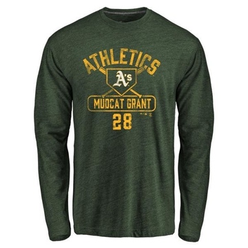 Men's Oakland Athletics Jim Mudcat Grant ＃28 Base Runner Long Sleeve T-Shirt - Green