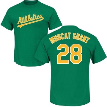 Men's Oakland Athletics Jim Mudcat Grant ＃28 Roster Name & Number T-Shirt - Green