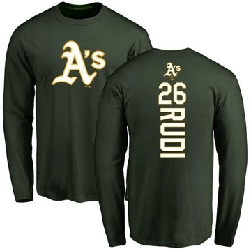 Men's Oakland Athletics Joe Rudi ＃26 Backer Long Sleeve T-Shirt - Green