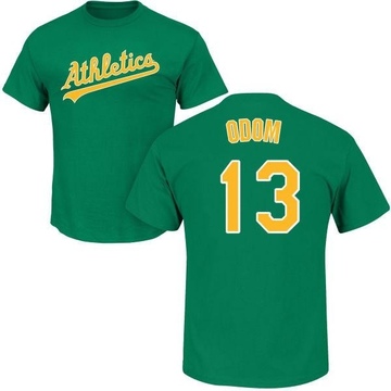 Men's Oakland Athletics John Odom ＃13 Roster Name & Number T-Shirt - Green