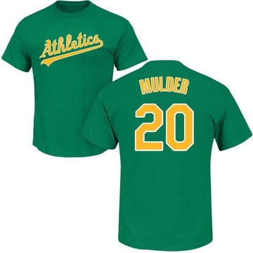 Men's Oakland Athletics Mark Mulder ＃20 Roster Name & Number T-Shirt - Green