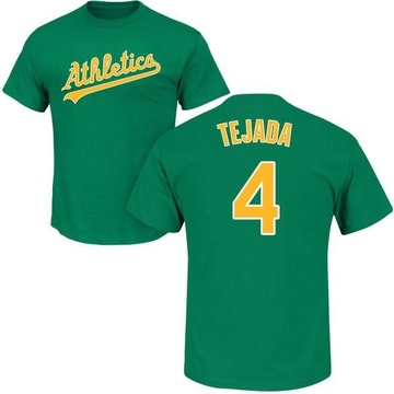 Men's Oakland Athletics Miguel Tejada ＃4 Roster Name & Number T-Shirt - Green