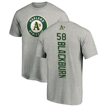 Men's Oakland Athletics Paul Blackburn ＃58 Backer T-Shirt Ash