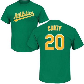 Men's Oakland Athletics Rico Carty ＃20 Roster Name & Number T-Shirt - Green