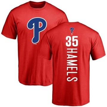 Men's Philadelphia Phillies Cole Hamels ＃35 Backer T-Shirt - Red