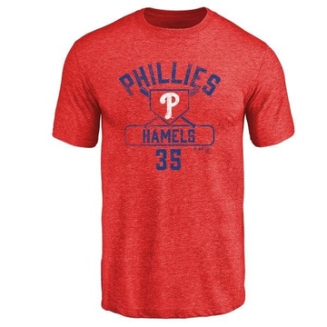 Men's Philadelphia Phillies Cole Hamels ＃35 Base Runner T-Shirt - Red