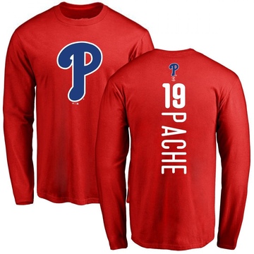 Men's Philadelphia Phillies Cristian Pache ＃19 Backer Long Sleeve T-Shirt - Red