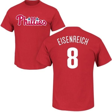 Men's Philadelphia Phillies Jim Eisenreich ＃8 Roster Name & Number T-Shirt - Red